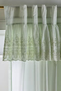 Overdyed Eyelet Sheer Cotton Curtain - Moss