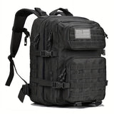 45L Military Tactical Backpack | MOLLE Assault Pack | US Flag Morale Patch Included! | Black