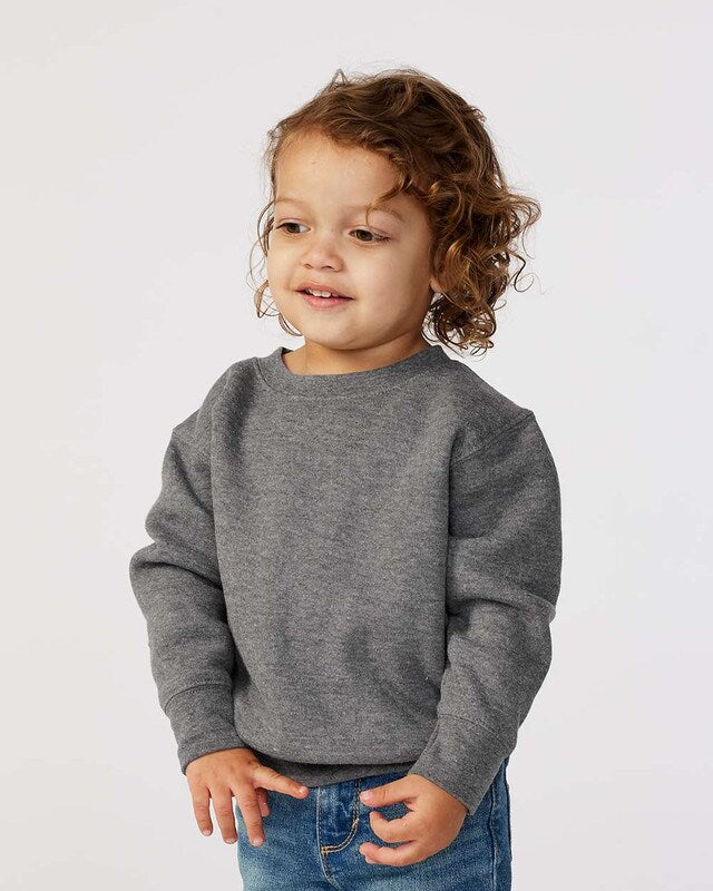 Rabbit Skins Toddler Fleece Crewneck Sweatshirt, Basil size 4T  Heather Gray