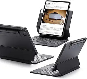 ESR iPad Pro 12.9 Case with Keyboard, Easy-Set Magnetic Stand, Portrait/Raised Modes for iPad iPad Pro 12.9 (2022/2021/2020/2018), Removable Protective Case, Rebound 360 Series, Black (NEW)