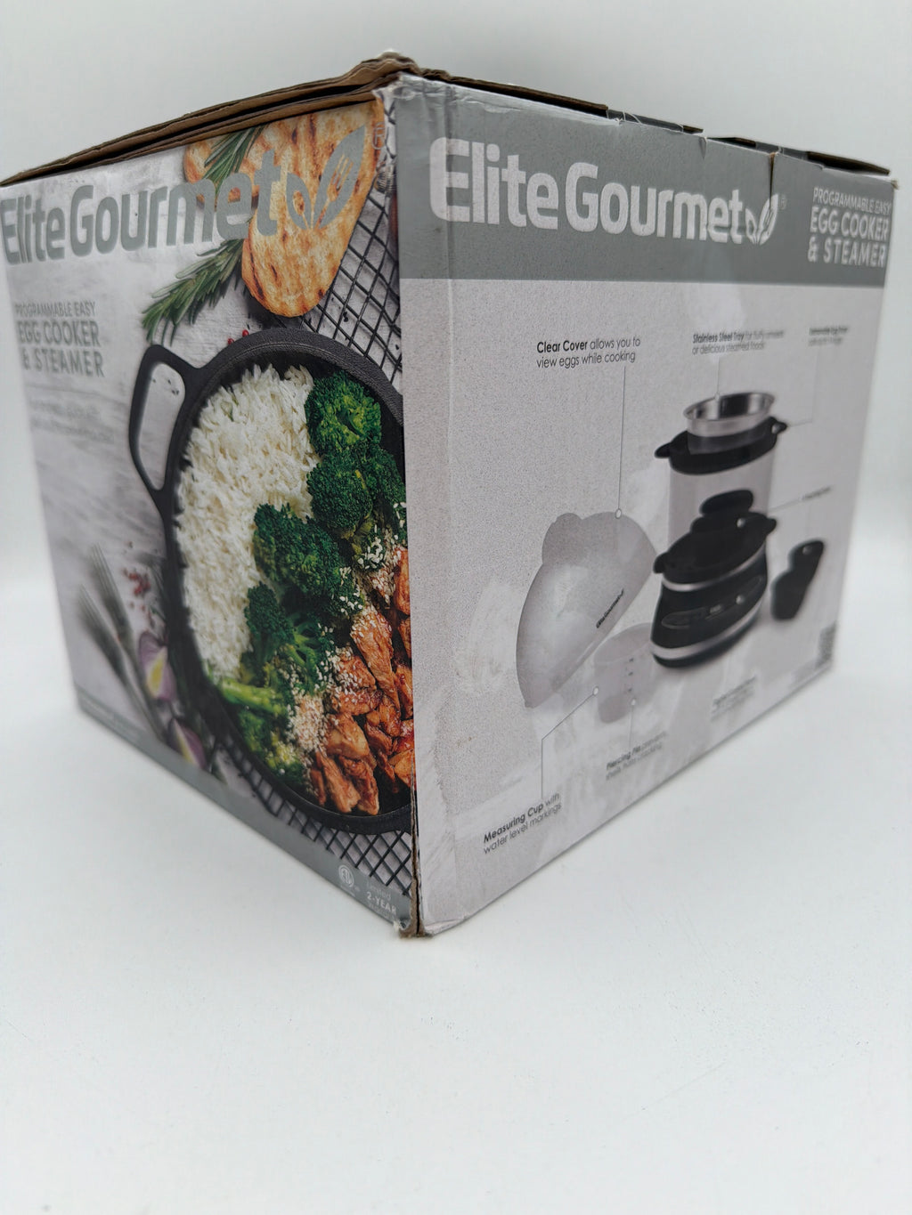 Elite Gourmet EGC314CB Digital Easy Egg Cooker Food Steamer, Poacher, Omelet, Soft, Medium, Hard-Boiled Egg with 6 Programmed Preset Functions, 2-Tiers, Measuring Cup, 14 egg capacity, Black