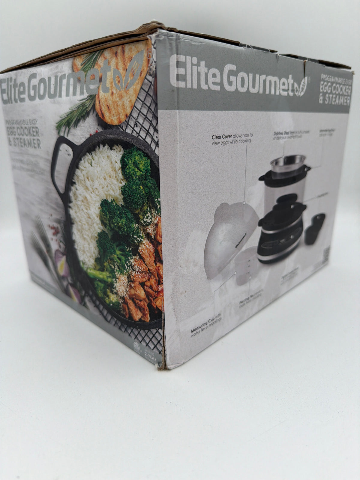 Elite Gourmet EGC314CB Digital Easy Egg Cooker Food Steamer, Poacher, Omelet, Soft, Medium, Hard-Boiled Egg with 6 Programmed Preset Functions, 2-Tiers, Measuring Cup, 14 egg capacity, Black