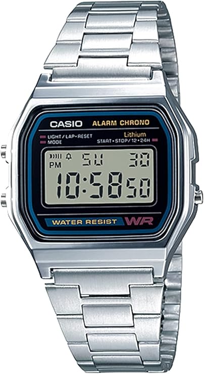 Casio A158WA Series | Unisex Digital Watch | Vintage | WR | 100 SEC Stop Watch | Daily Alarm | Regular Time Keeping: Hour, Minute, Second, PM, Date, Day | Led Light | 7 Yr Battery (NEW, OPEN BOX)