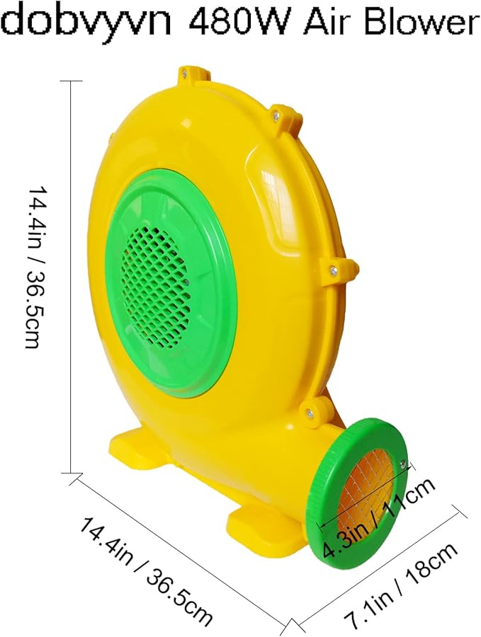 480W Air Blower, Pump Fan Commercial Inflatable Bouncer Blower, Perfect for Inflatable Water Bounce House, Jumper, Bouncy Castle (480 Watt 0.64HP) (New Open Box)