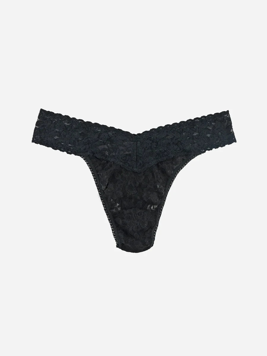 hanky panky Women's Daily Lace Cross-Dye Original Rise Thong - Black - One Size: 4-14