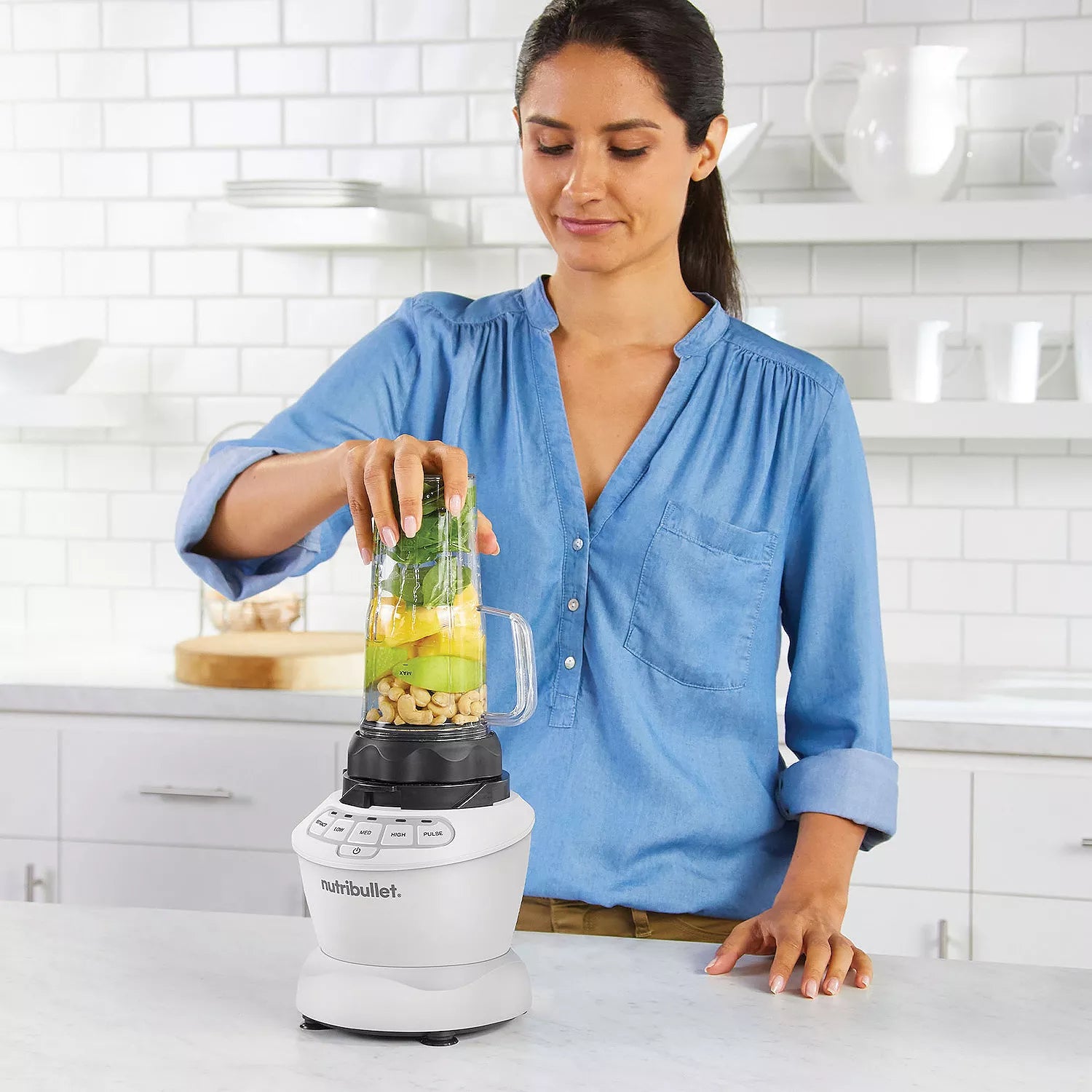 NutriBullet® 1200 Watt Blender Combo with Single Serve Cups-Matte White
