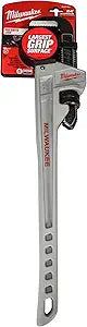 MILWAUKEE Pipe Wrench: Aluminum, 2 1/2 in Jaw Capacity, Serrated, 10 in_18 in_24 in Overall Lg (NEW)