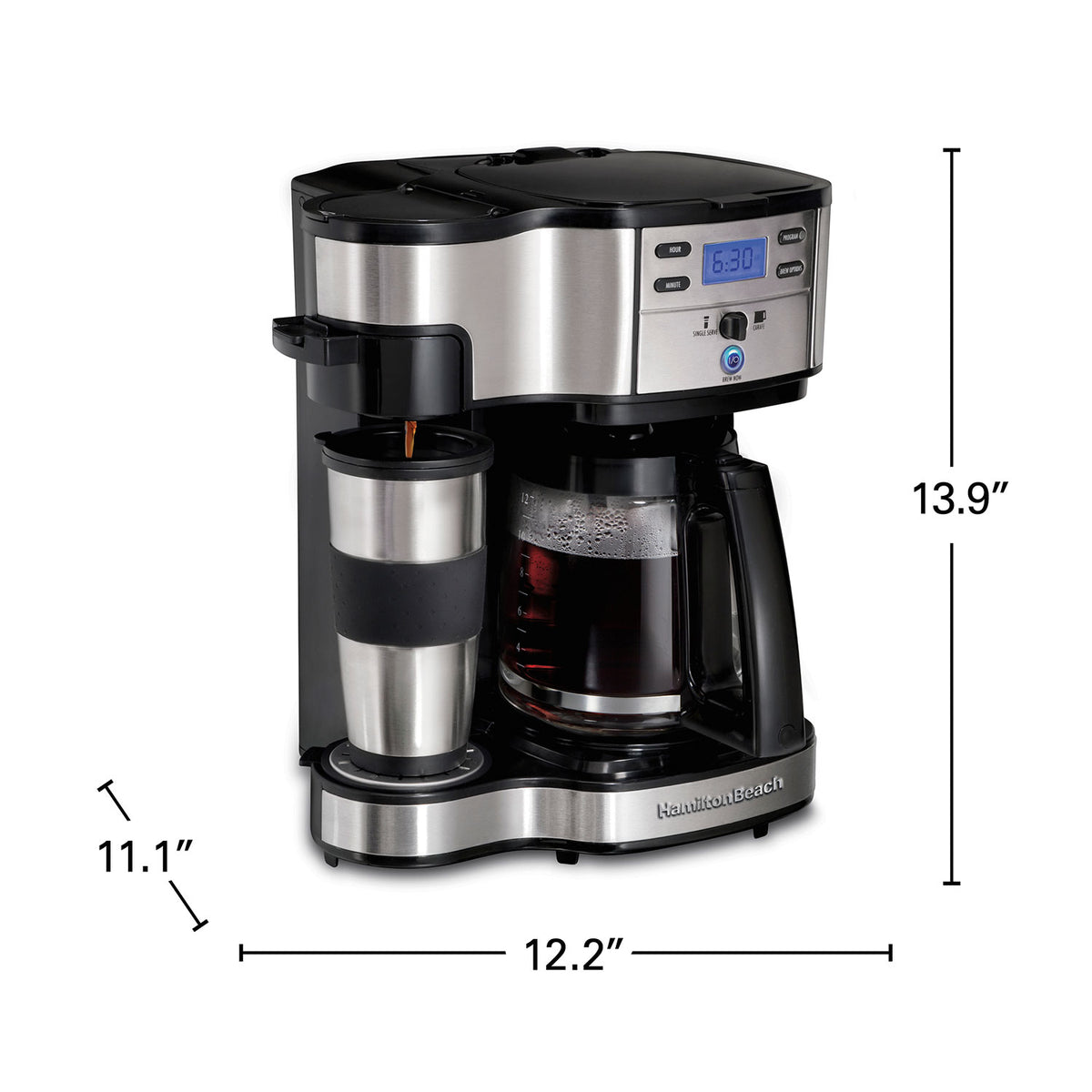 *Hamilton Beach - 2-Way Coffee Maker, Single-Serve &12 Cup Carafe, Stainless
