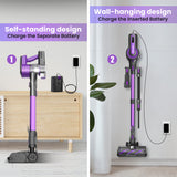 POWEART N700 Foldable Cordless Handheld Stick Upright Vacuum purple (open box)