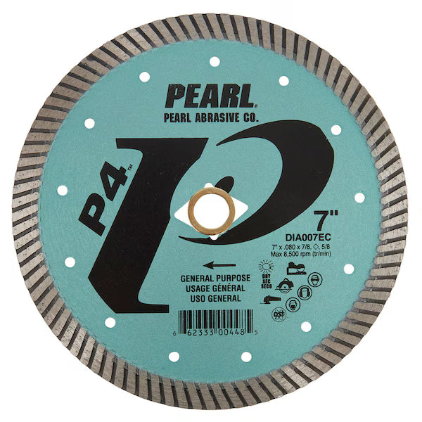 Pearl Abrasive P4 DIA007EC General Purpose Flat Core Turbo Blade 7 x .080 x 7/8, ◊, 5/8