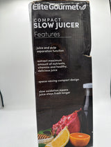 Elite Gourmet EJX600 Compact Small Space-Saving Masticating Slow Juicer Cold Press Juice Extractor, Nutrient and Vitamin Dense, BPA-Free Tritan, Easy to Clean, 16 oz Juice Cup, Charcoal Grey