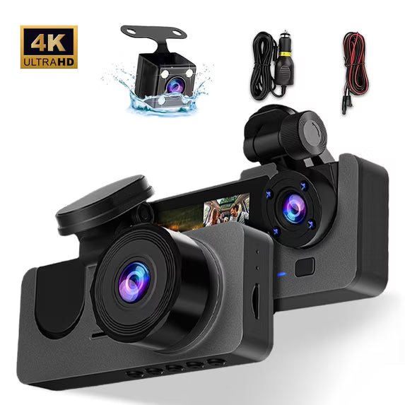 4K UHD 3-Channel Dash Cam - Front, Interior & Rear