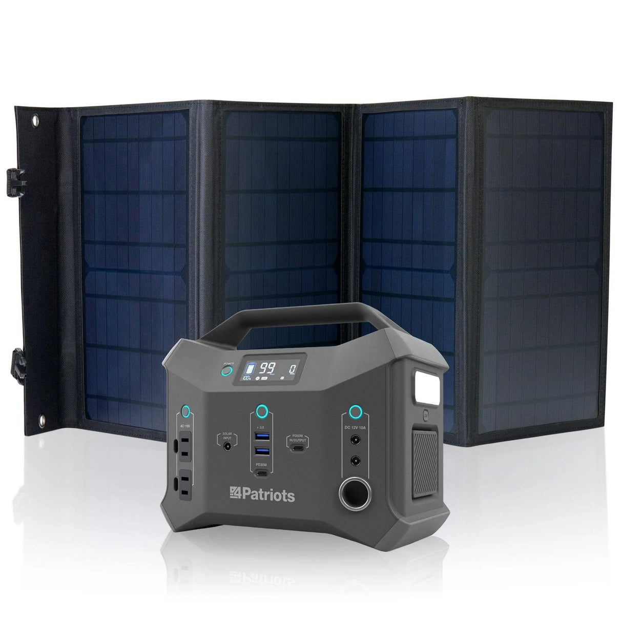 4Patriots Patriot Power Sidekick Solar Generator, 300wH Portable Power Station with 40 Watt Solar Panel