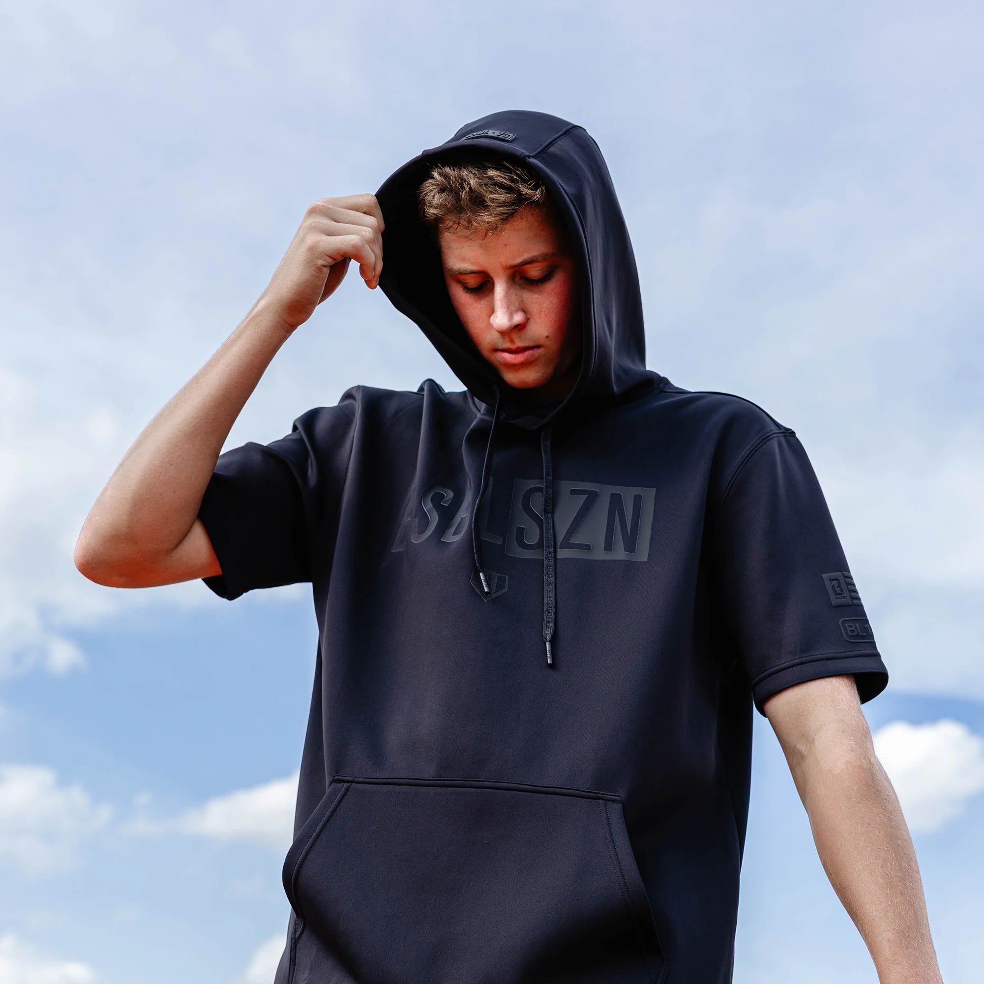 BSBL-SZN Short Sleeve Youth Hoodie V3- Blackout - YM