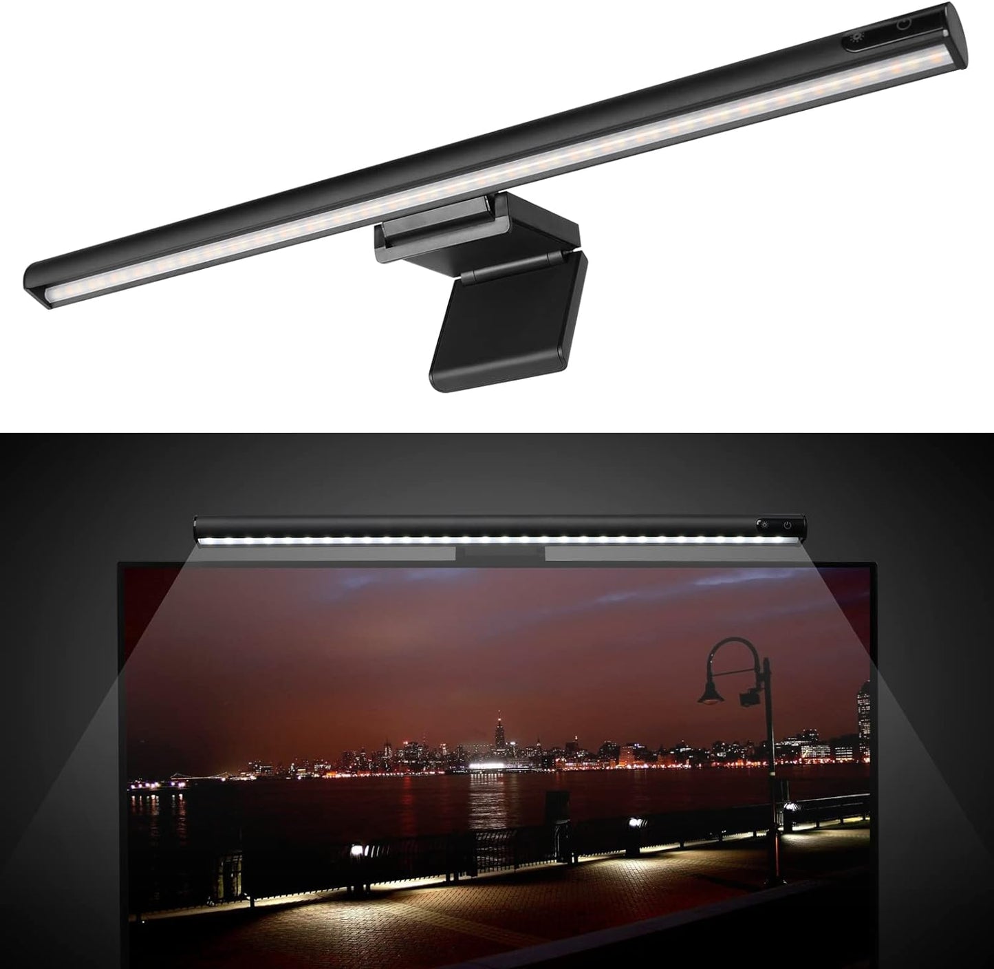 LYMAX Monitor Light Bar: Flat/Curved Monitor Screen Led Lights Eye Caring PC Monitor Led Bar Space Saving Desk Lamp with Auto-dimming for Home/Office/Study/Gaming