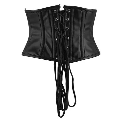Lara Leather Black Leather Waist Trainer Corset