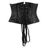 Lara Leather Black Leather Waist Trainer Corset