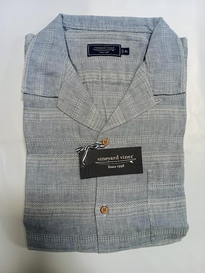 Vineyard Vines Men's Havana Stripe Short Sleeve Cabana Shirt - Summer Evening - Size: XL