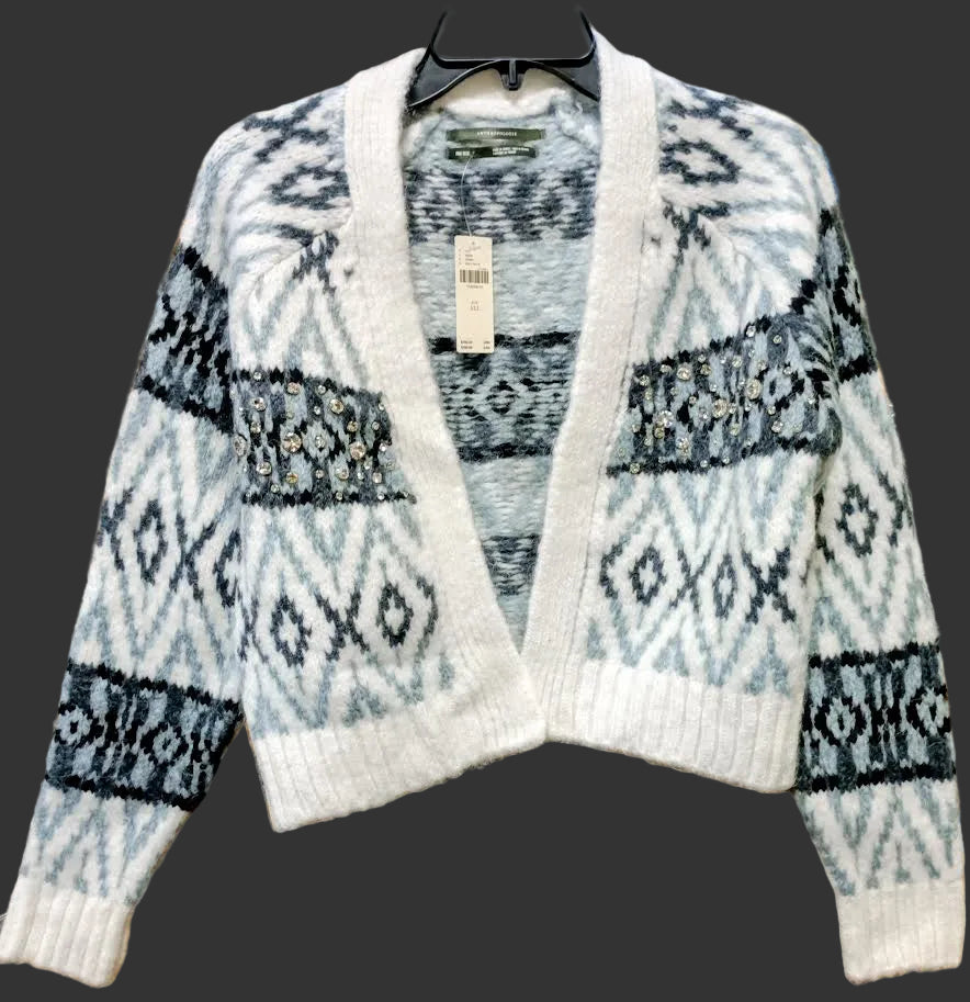 By Anthropologie Fair Isle Cropped Cardigan Sweater - Size ALL