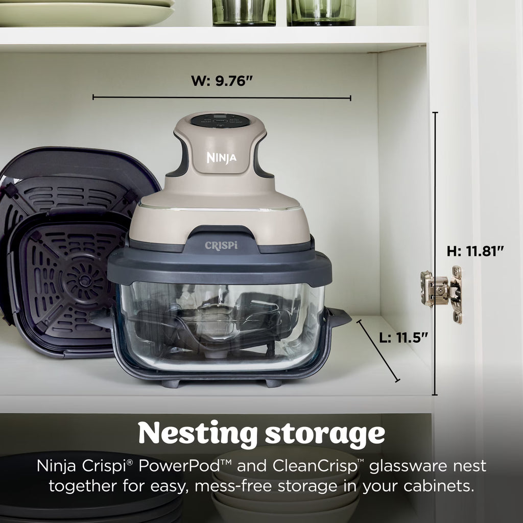 Ninja Crispi Glass Air Fryer 4-Qt, 4-in-1, Stone