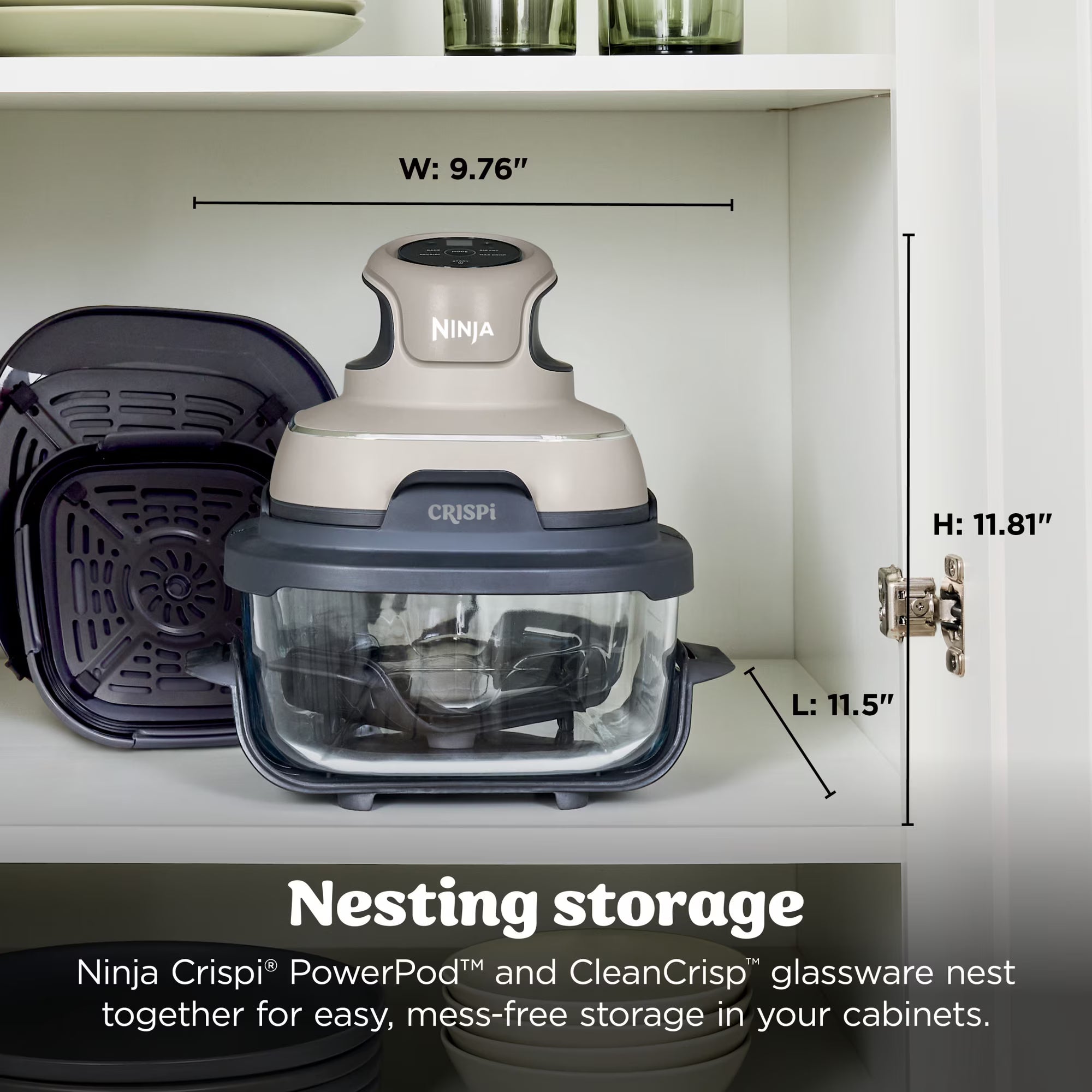 Ninja Crispi Glass Air Fryer 4-Qt, 4-in-1, Stone