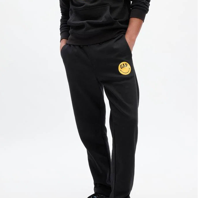 Smiley Originals Gap Logo Straight Leg Sweatpants, Black - Medium