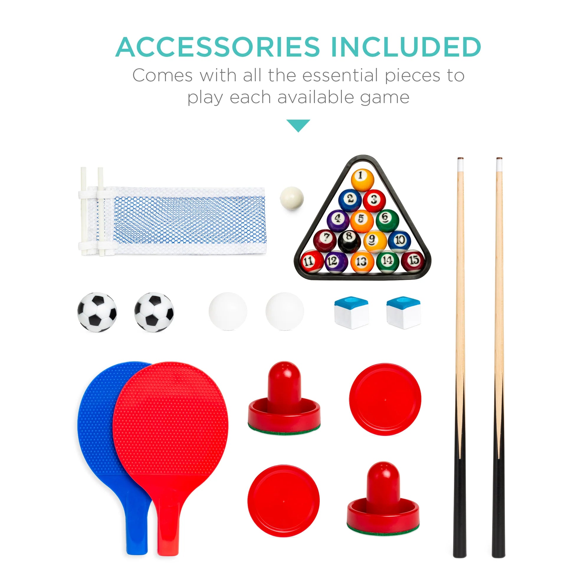 Best Choice Products - 4-in-1 Multi Game Table Set w/ Air Hockey, Table Tennis, Billiards, Foosball - Natural