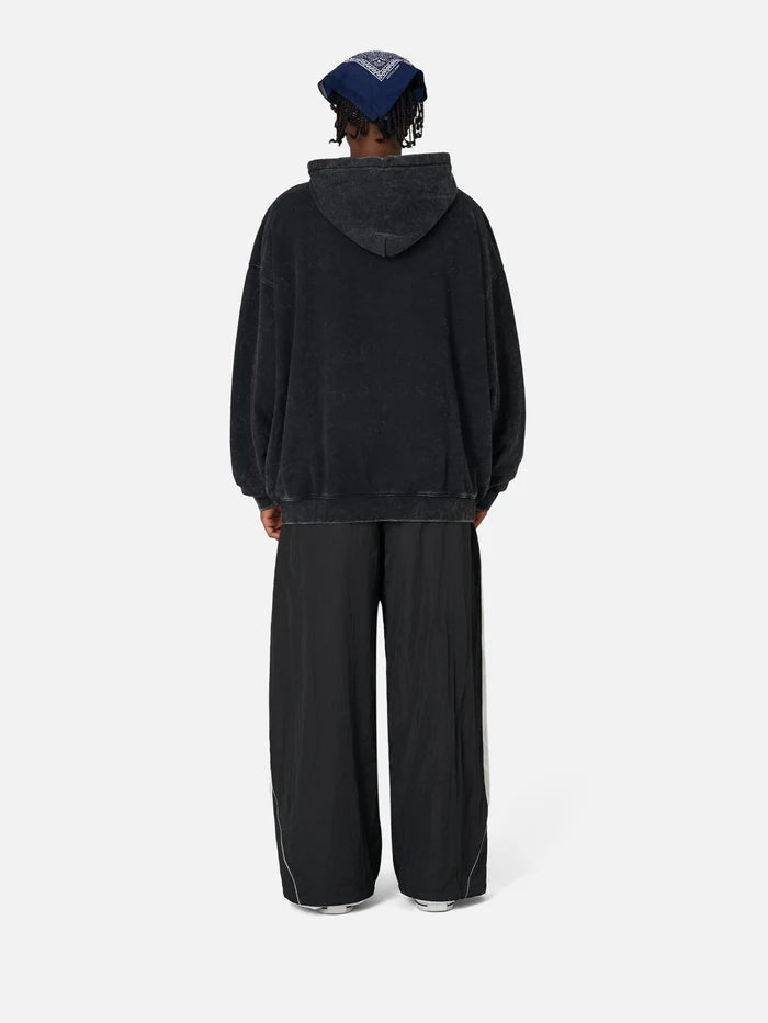 Aelfric Eden Trendy Y2K Acid Washed Graphic Hoodie - Black - Small