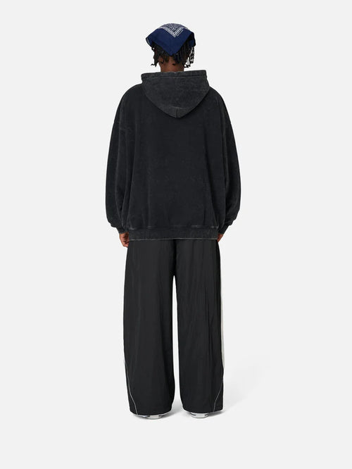 Aelfric Eden Trendy Y2K Acid Washed Graphic Hoodie - Black - Small