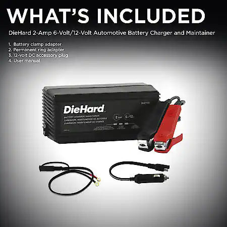 DieHard 2-in-1 6-Volt/12-Volt 2-Amp Battery Charger and Maintainer, Fully Automatic