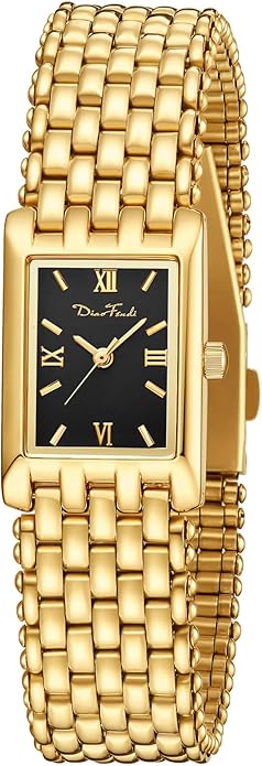 Diaofendi Small Gold Watches for Women Vintage Ladies Quartz Wrist Watches Stainless Steel Band Womens Gold Watch Luxury Bracelet Tools Included (NEW, OPEN BOX)