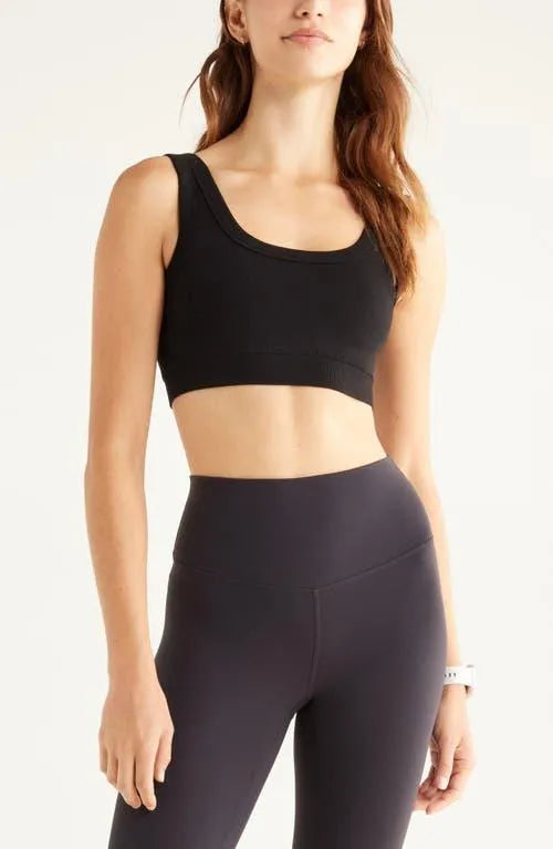 Zella Racerback Seamless Bra in Black - Size: Medium