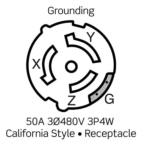 50 Amp, 480 Volt, Black & White Locking Connector, Industrial Grade CS8164C