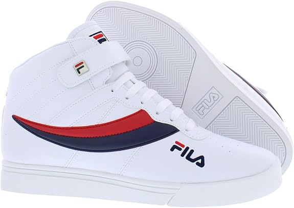 Fila Men's Vulc 13 Mid Lace Up Sneakers - White/Navy/Red - Size 9.5