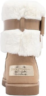 Juicy Couture Women’s Winter Boots – Faux Fur Lined Ankle Booties with Bow Accent, Cozy Slip On Fashion Shoes Size: 11