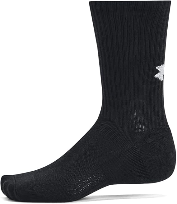 Under Armour Unisex-Adult Training Cotton Crew Socks 3 Pack - Black - Large