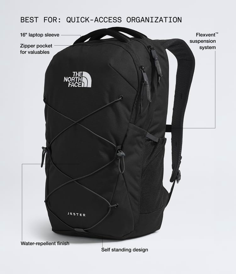 The North Face Jester Everyday Laptop Backpack, TNF Black-NPF, One Size