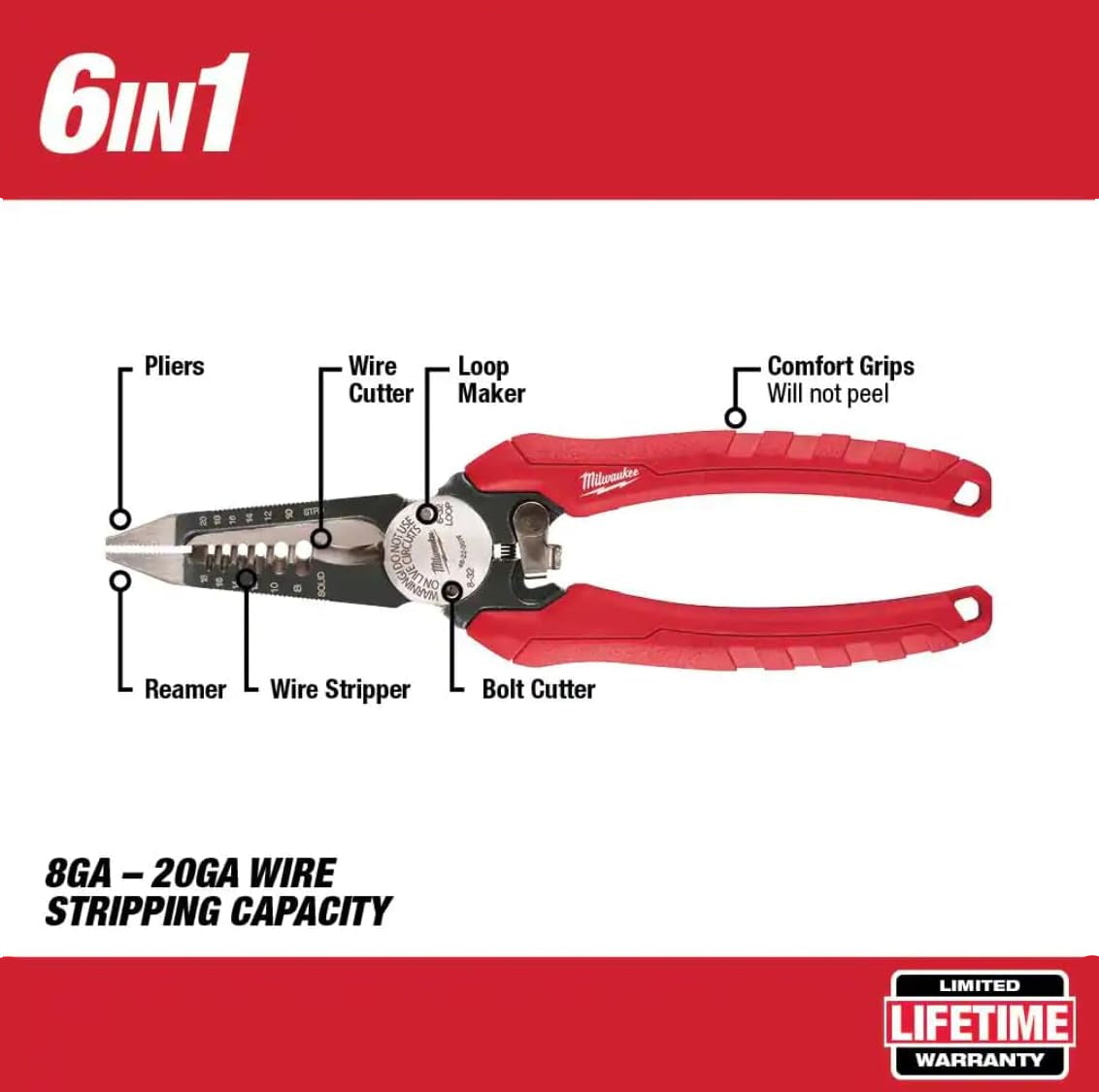 MILWAUKEE 6-in-1 Comfort Grip Pliers