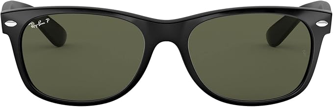 Ray-Ban Unisex RB2132 New Wayfarer Polarized Square Sunglasses, Black/Polarized Green, 58 mm