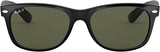 Ray-Ban Unisex RB2132 New Wayfarer Polarized Square Sunglasses, Black/Polarized Green, 58 mm