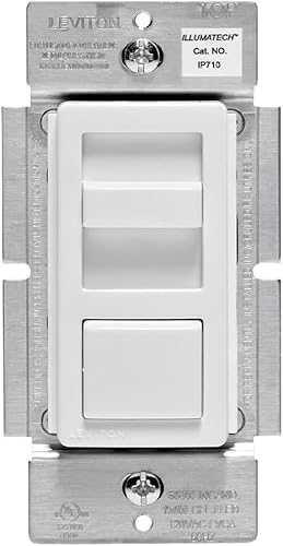 Leviton IllumaTech Dimmer Switch for 0-10V LED - IP710-D0Z -White/Ivory and Light Almond Faceplates