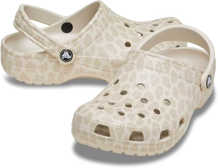 Crocs Unisex Classic Animal Print Clog Almond Tint/Leopard Mens 5/Womens 7 Medium