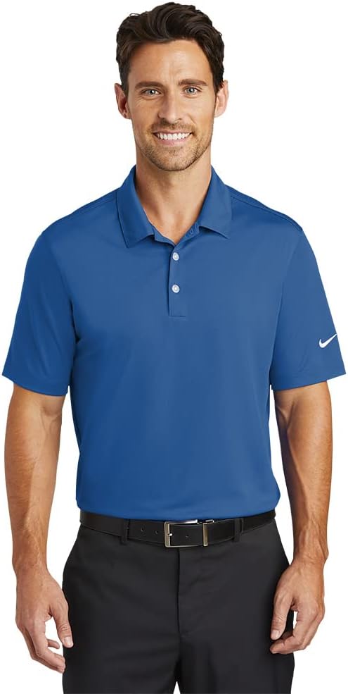 Nike Dri-FIT Vertical Mesh Polo with Custom Embroidery - Blue - Large