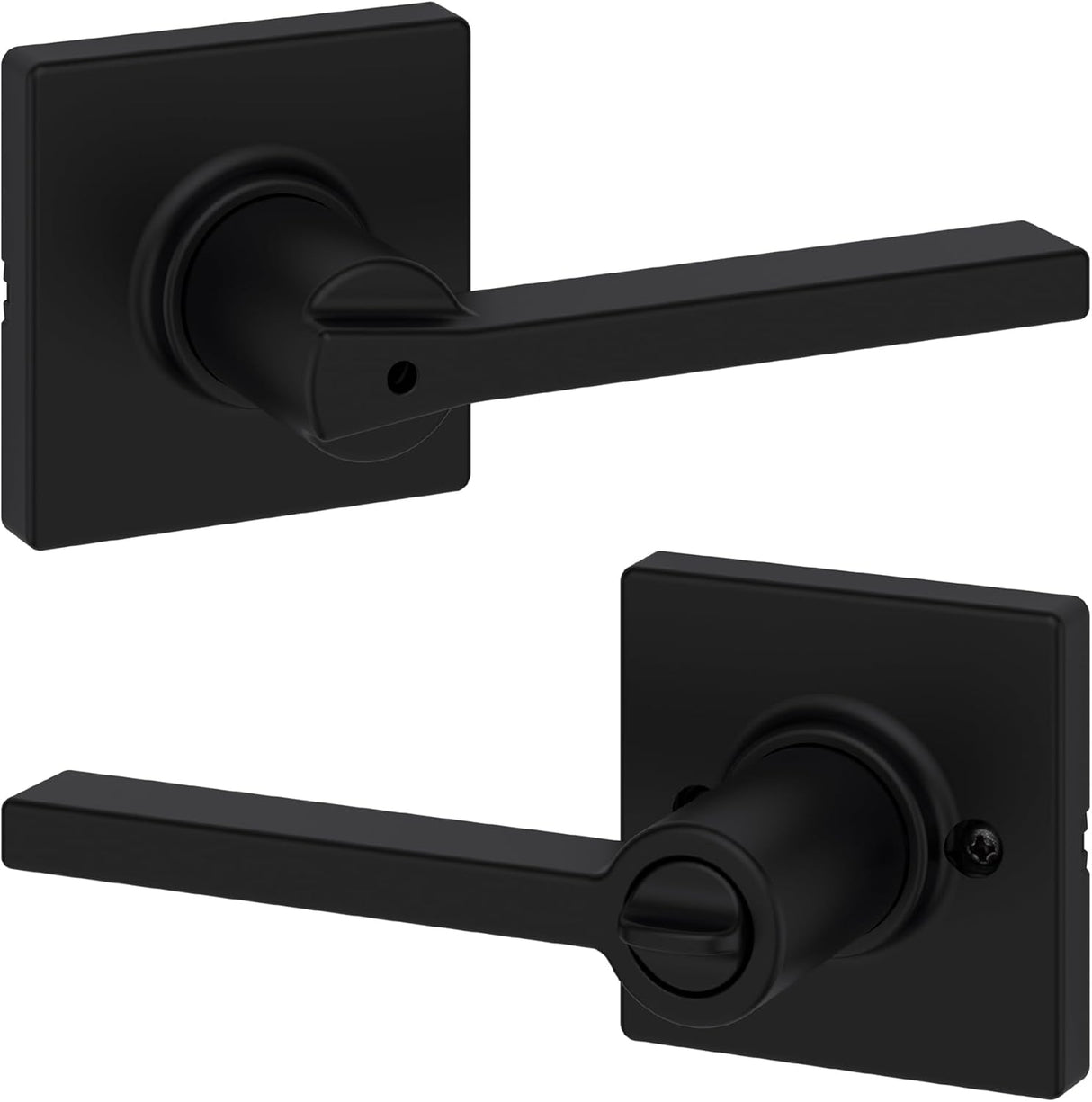 Kwikset Casey Interior Privacy Door Handle with Lock, Door Lever For Bathroom and Bedroom, Matte Black Reversible Keyless Turn Lock, with Microban Protection