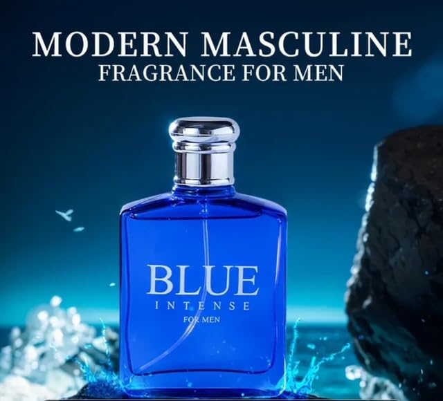 United Scents Blue Intense Eau de Parfum for Men, 3.4 fl oz / 100 mL