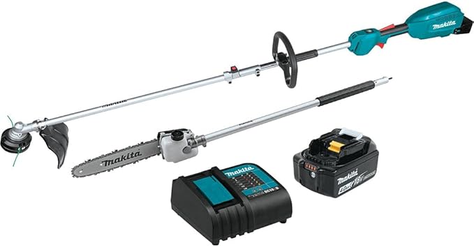 Makita XUX02SM1X4 18V LXT Lithium-Ion Brushless Cordless Couple Shaft Power Head Kit With 13" String Trimmer & 10" Pole Saw Attachments (4.0Ah)