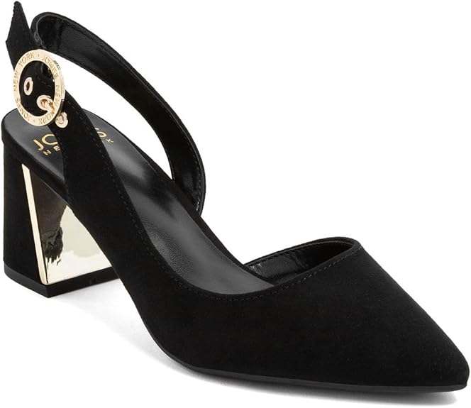 Jones New York Women's Patent Slingback Heeled Sandals | Block Heel Dress Shoes with Buckle | Open-Toe/Closed-Toe Elegant & Comfortable Footwear for Formal Events, Parties & Weddings Size: 8M
