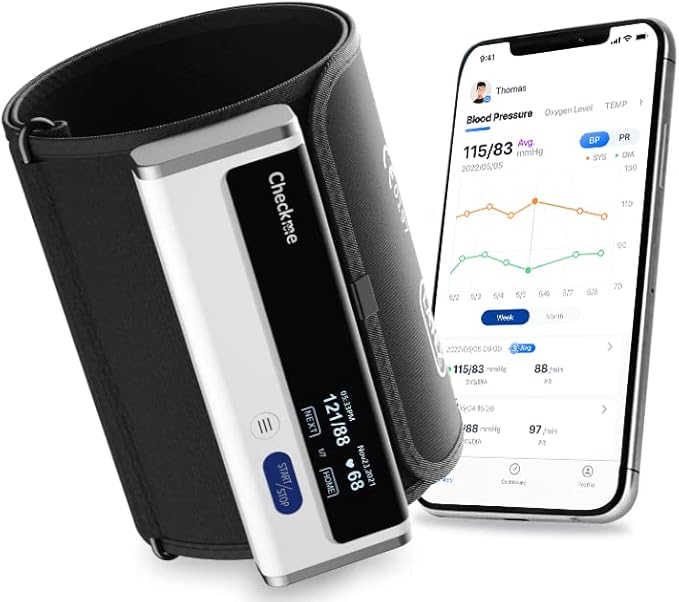 Checkme BP2A Blood Pressure Monitor for Home Use Upper Arm - Bluetooth BP Machine Cuff, Accurate Digital Readings in 30 Seconds, Unlimited Data Stored in App for iOS & Android, FSA/HSA Eligible