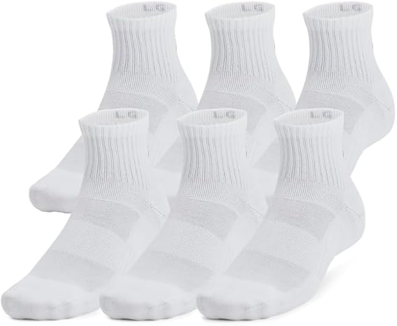 Under Armour Unisex-Adult Training Cotton Quarter Socks 6 Pack - White - Large