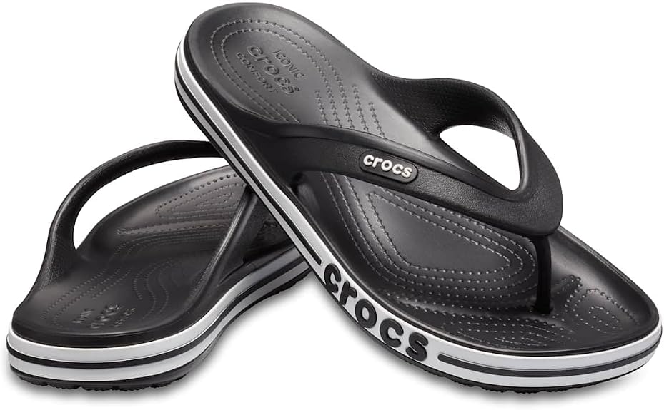 CROCS Unisex Bayaband Flip Flop - Black/White - W9/M7